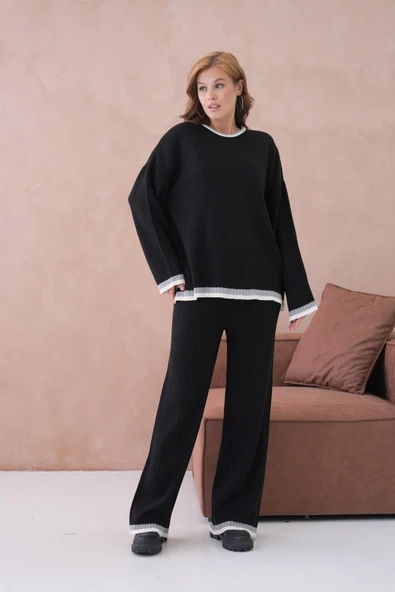 IŞŞIL 12227-Sıfır Yaka Şeritli Triko Pantolonlu Takım - 4