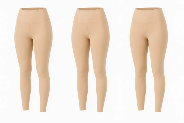 Yüksek Bel Basic Kadın Tayt 3'lü Set | Ten Rengi Nude Paket | Spor, Günlük Görünmez Toparlayıcı ürün görseli