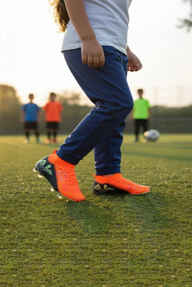 Playup Turuncu Siyah Bilekten Çoraplı Erkek Çocuk Krampon FK-252-153 F - 3