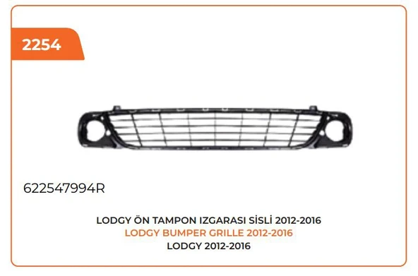 ÖN TAMPON IZGARASI SİSLİ LODGY 2012-2016 622547994R (2 ADET) ürün görseli