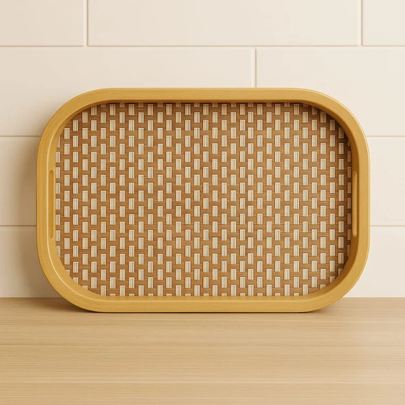 Dekorasyaa Bambu Dikdörtgen Tepsi 33cm x 22cm x 5cm - Resim 3