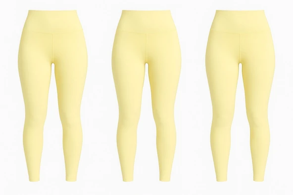 Yüksek Bel Basic Kadın Tayt 3'lü Set | Açık Sarı Renk Paket | Spor, Yoga, Günlük Esnek Tayt ürün görseli