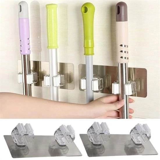 BUFFER® Pratik Organizer 4lü Yapışkanlı Fırça Paspas Mop Fırça Sabitleyici Ergonomik Alet Aparatı ürün görseli 1