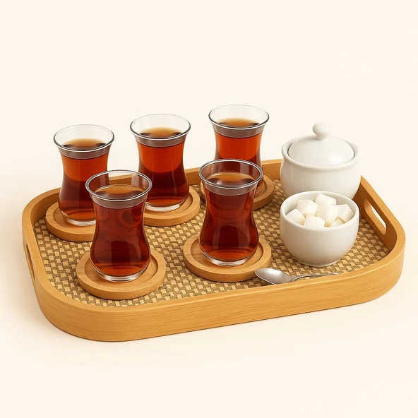 Dekorasyaa Bambu Dikdörtgen Tepsi 40cm x 28cm x 5cm - Resim 4