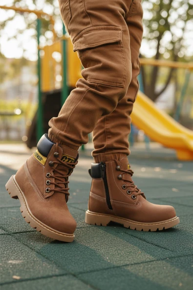 CONTEYNER Tarçın Nubuk Kaymaz Unisex Çocuk Bot 921 F - 3
