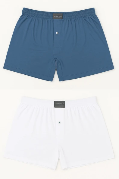 Erkek Havlubel Boxer 2'li Set | Çok Renkli Basic Pamuklu Külot Rahat İç Çamaşırı ürün görseli