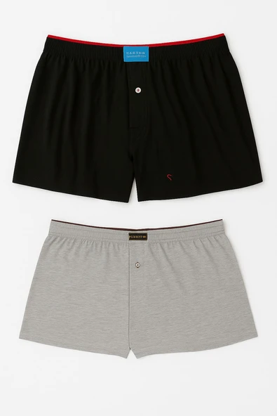 Erkek Havlubel Boxer 2'li Set | Çok Renkli Basic Pamuklu Külot Rahat İç Çamaşırı ürün görseli