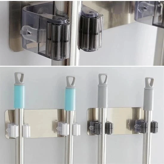 BUFFER® Pratik Organizer 4lü Yapışkanlı Fırça Paspas Mop Fırça Sabitleyici Ergonomik Alet Aparatı - Resim 3