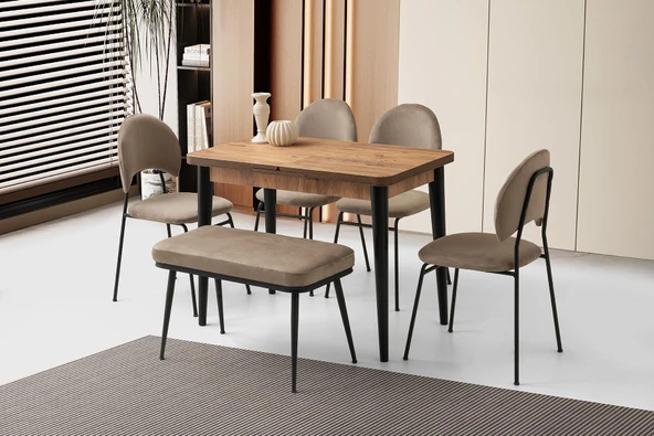 Milano Suna Banklı MDF Mutfak Masa Sandalye Takımı 60x100 ürün görseli 1