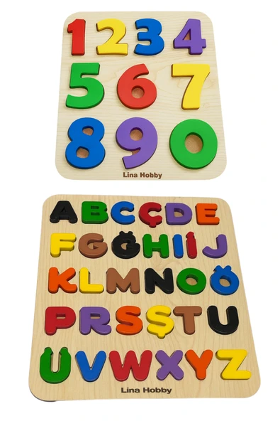 Alfabe ve Rakam Puzzle İkili Set - Ahşap Tabanlı ve PLA Harf/Rakamlar Eğitici Oyuncak ürün görseli