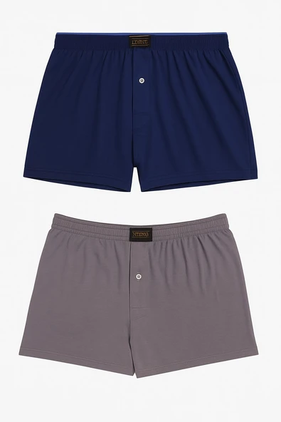 Erkek Havlubel Boxer 2'li Set | Çok Renkli Basic Pamuklu Külot Rahat İç Çamaşırı ürün görseli