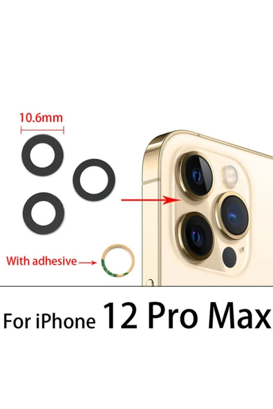 iPhone 12 PRO MAX Arka Kamera Camı Lens Yapışkanlı ürün görseli