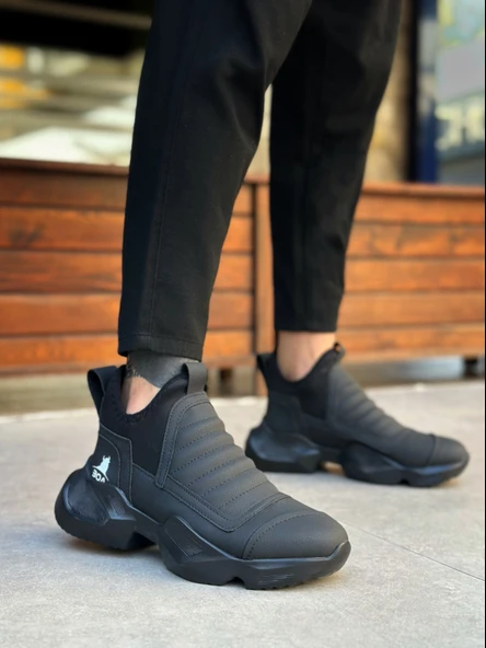 ET0401 Bağcıksız Rahat Yüksek Taban Erkek Spor Yarım Bilek Bot - Resim 3