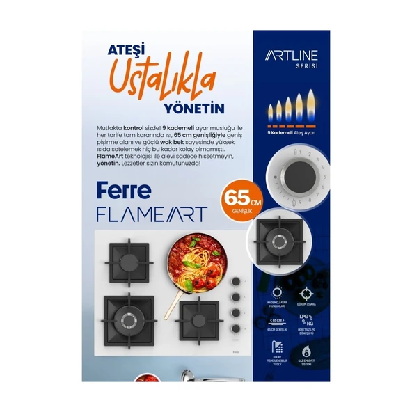 Ferre FryArt Artline Steam QEP64CS - SC405-WFA - D063-SA 9 Prog. Dijital Turbo Ank. Set - Siyah - Resim 6