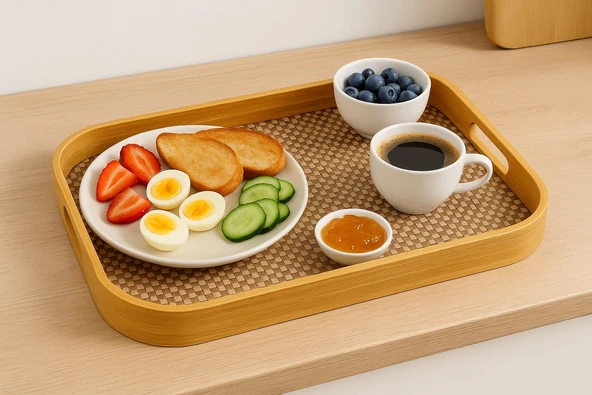 Dekorasyaa Bambu Dikdörtgen Tepsi 46x33x5cm - Resim 4