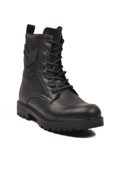 Ayakmod Siyah İçi Polarlı Kaymaz Bağcıklı Fermuarlı Erkek Postal Bot 347 M - 2