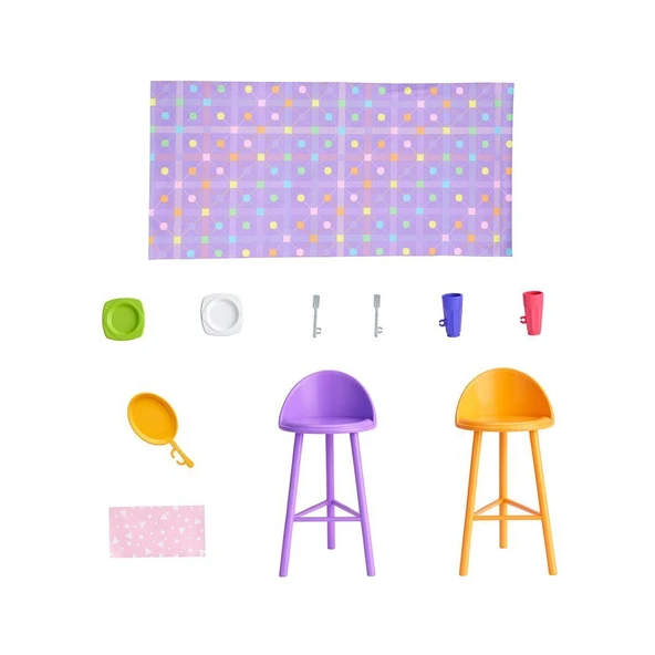 HRJ77 Barbienin Yeni Portatif Evi 2024 (Sarı Saçlı Bebek Dahil) - 5