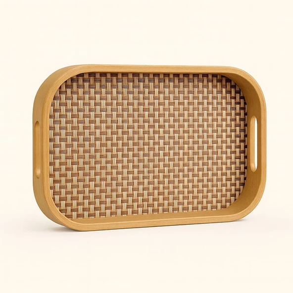 Dekorasyaa Bambu Dikdörtgen Tepsi 33cm x 22cm x 5cm ürün görseli