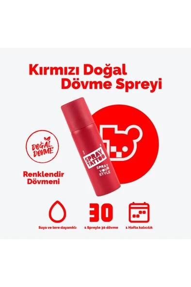 One Spray Tattoo Doğal Dövme Spreyi Kırmızı 50 ml ürün görseli 1
