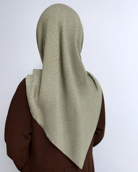 Desenli Denim Eşarp – 95x95 cm, Kaymaz, Dört Mevsim Kullanıma Uygun - Resim 11