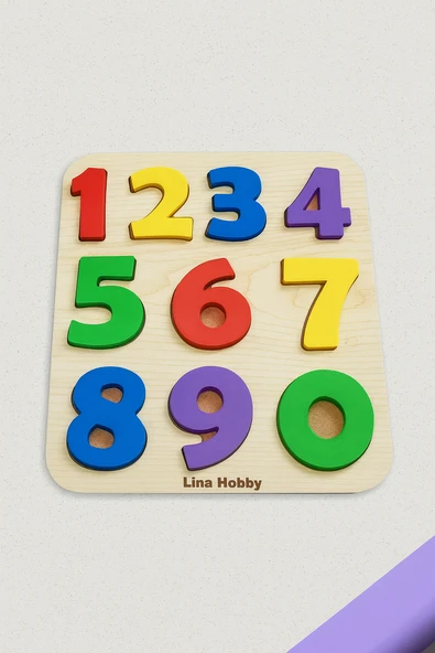 Çocuklar İçin Renkli Sayı Puzzle - Ahşap Tabanlı 3D Rakamlar (20x17 cm) - Eğlenerek Öğrenme ürün görseli