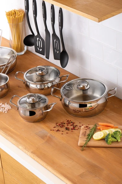 Emsan All In 15 Parça Servis Gereçli Çelik Tencere Seti - 4