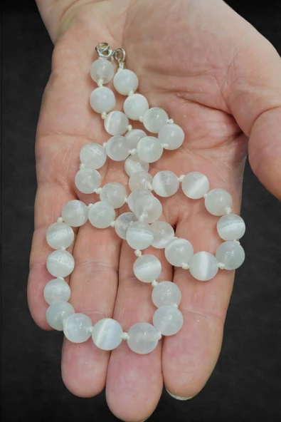 10mm Beyaz Selenit Kolye 340-2 - 3