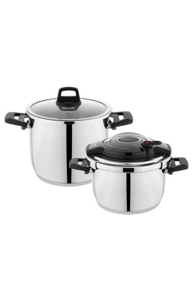 Schafer Optima Düdüklü Tencere Seti 4+6,5 Lt-Siyah/Gri - Resim 2