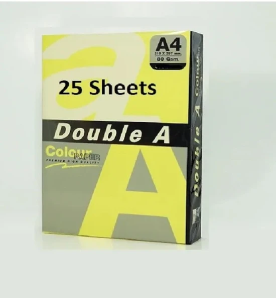 Double A Renkli Fotokopi Kağıdı 25 Li A4 75 Gr Fosforlu Sarı
