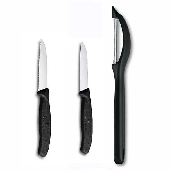 Victorinox 3 lü Set 8 CM Tırtıklı ve Düz Sebze Meyve Bıçağı - Domates Sebze Soyacağı ürün görseli
