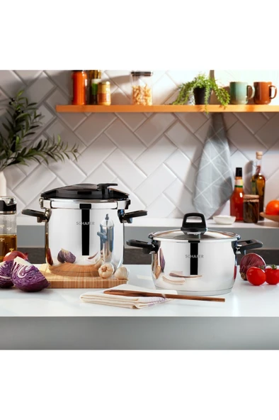 Schafer Optima Düdüklü Tencere Seti 4+6,5 Lt-Siyah/Gri - Resim 4