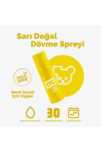 One Spray Tattoo Doğal Dövme Spreyi Sarı 50 ml ürün görseli