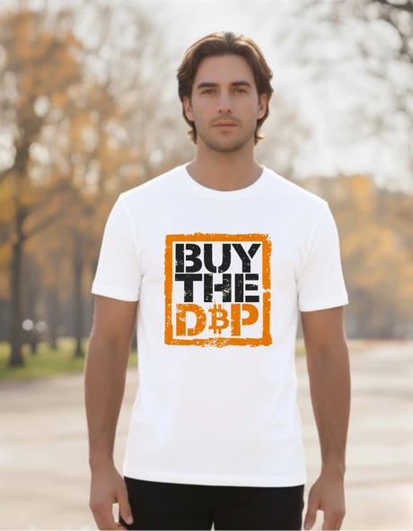 DEVISSO TRADERS Buy The Dip - Bitcoin - Trader, Borsaci Erkek Beyaz T-Shirt - 2
