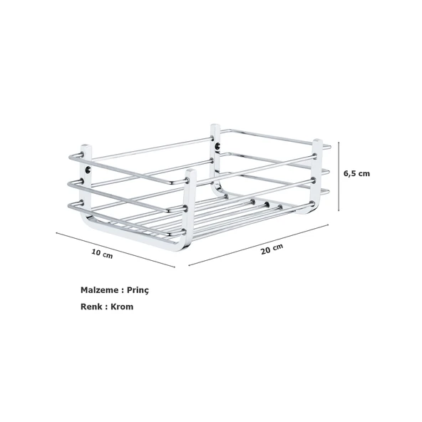 Tema Yatay Prinç Süngerlik Şampuanlık Krom Paslanmaz 20x10 cm - 2