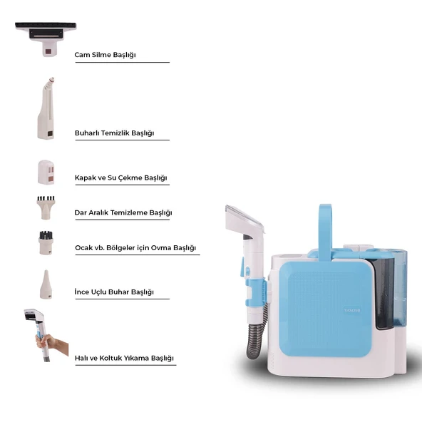 Yasomi C11 Pro 16Kpa 1800W Sıcak Su Spreyli Buharlı Temizleyici Halı ve Koltuk Yıkama Makinesi ürün görseli 1