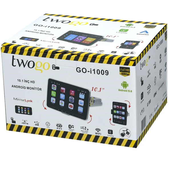 Twogo GO-i1009 Android Monitör 10,1 inç HD Dokunmatik Ekran Carplay 2GB+32GB 60Wx4 GPS BT USB ürün görseli 1