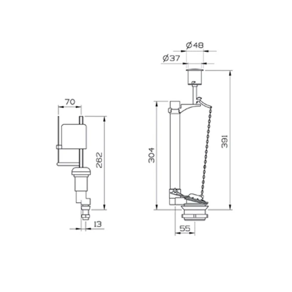 Tema Siamp 30-24 Stoplu Basmalı Klozet Rezervuar İç Takımı - 2
