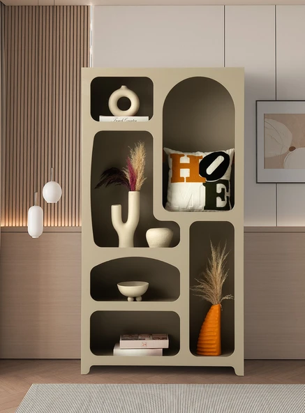 Nevada Bohem Kitaplık Dekoratif Büyük Duvar Rafı Kitaplık 6 Bölmeli Mdf - 2