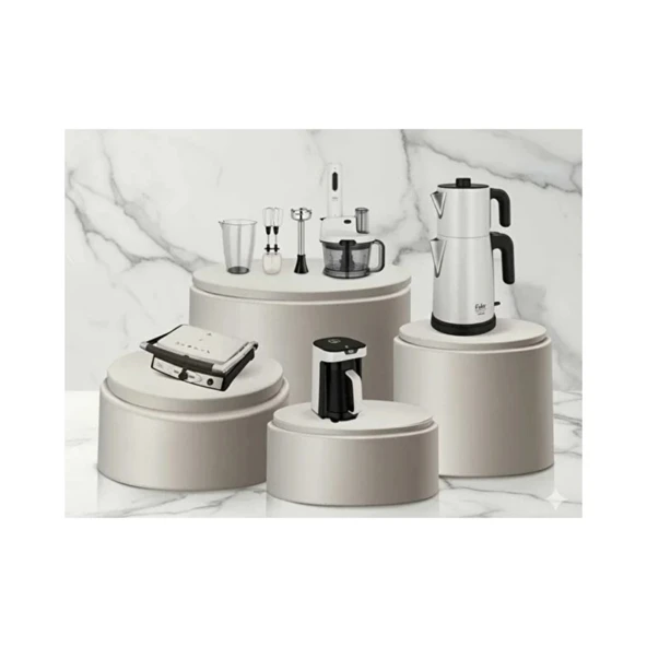 Fakir Mutfak Seti / Elektrikli Çeyiz Seti 4Lü Avantaj Premium Paket Pearl White