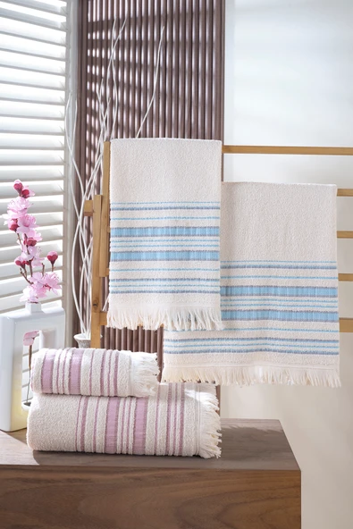 BAMİROSE Liana 50x90 70x140 Cm 4'lü Banyo Havlu Takımı, Plaj Havlusu, Peştemal - 10