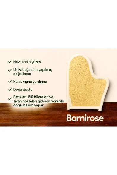 BAMİROSE %100 ORGANİK DOĞAL KABAK EL GEÇME LİF, PEELİNG LİFİ, ANTİ SELÜLİT LİFİ, BANYO HAMAM LİF, - 2