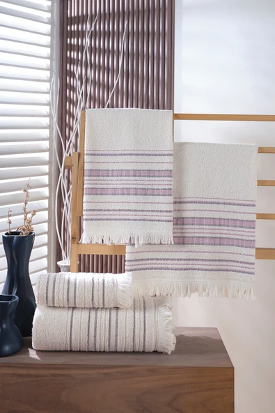 BAMİROSE Liana 50x90 70x140 Cm 4'lü Banyo Havlu Takımı, Plaj Havlusu, Peştemal - 6