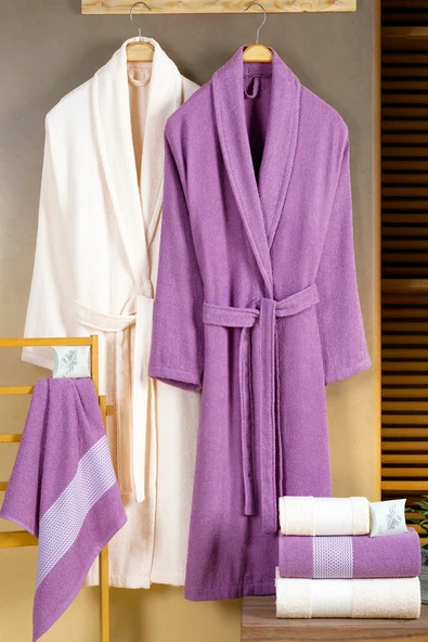 BAMİROSE DREAM 8 PARÇA KUTULU PAMUK BORNOZ TAKIMI (2 BORNOZ, 2 70X140 BANYO HAVLU, 2 50X90 BAŞ HAVLUSU,2 SBN) - 7