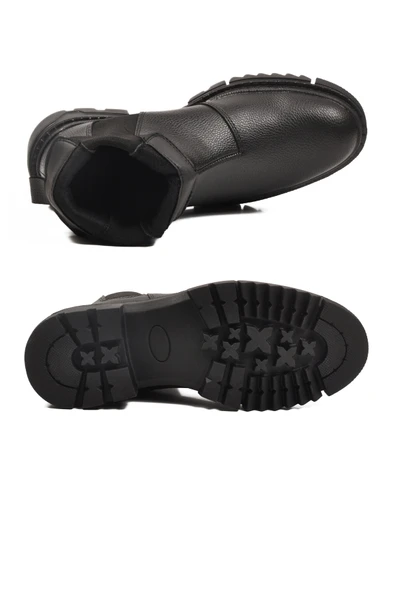 Ayakmod Siyah İçi Polarlı Kaymaz Soğuğa Dirençli Erkek Chelsea Bot 748 M - Resim 5