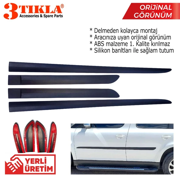 Ford Fiesta 2009-2017 Kırılmaz ABS Yan Kapı Koruma Çıtası Siyah 1. Kalite Yerli- - 2