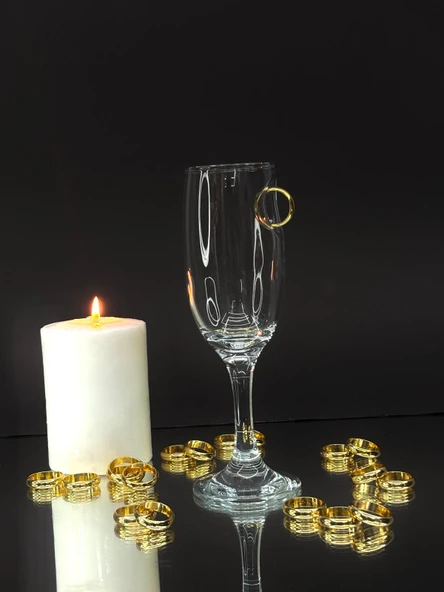 ŞAMPANYA KADEHİ YÜZÜK FİGÜRLÜ 2'Lİ