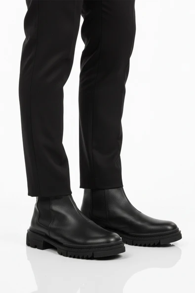 Ayakmod Siyah İçi Polarlı Kaymaz Soğuğa Dirençli Erkek Chelsea Bot 748 M ürün görseli