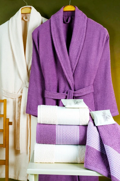 BAMİROSE DREAM 8 PARÇA KUTULU PAMUK BORNOZ TAKIMI (2 BORNOZ, 2 70X140 BANYO HAVLU, 2 50X90 BAŞ HAVLUSU,2 SBN) - 8