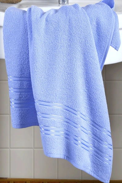 BAMİROSE 70X140 %100 PAMUK MAVİ TEKLİ OTEL HAVLUSU, BANYO HAVLUSU, SPA HAVLU, MAVİ HAVLU - 5