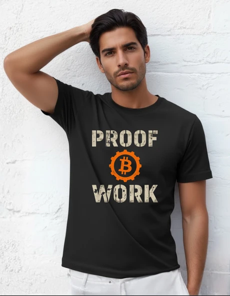 DEVISSO TRADERS Proof B Work - Bitcoin - Trader, Borsaci Erkek Siyah T-Shirt